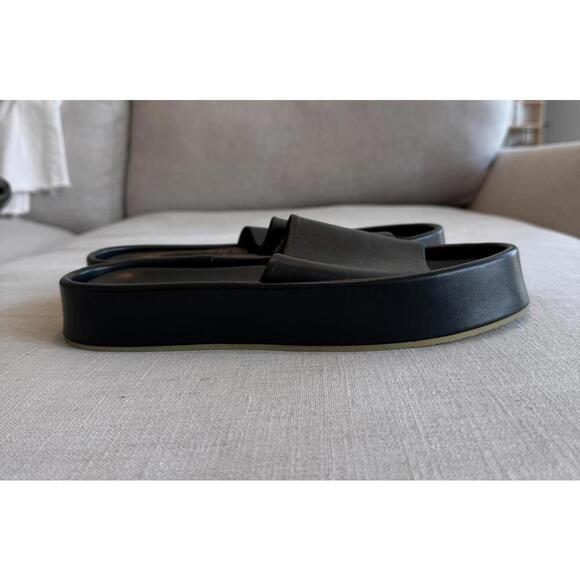 Pilcro Platform Slide Sandals Black Leather Anthropologie Size 40 - Picture 2 of 5